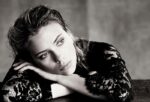 black and white photo of Scarlett Johansson