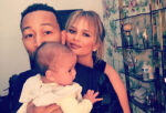 family picture of Teigen, Legend and baby Luna