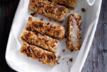 Coconut Crumble Bars with Poached Pear