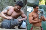 firefighter holding koala