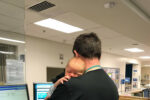 doctor calms baby