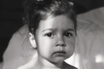 sad toddler black and white