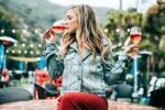 woman drinking wine