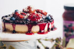 Plum and blueberry cheesecake