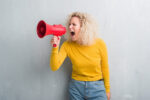 woman shouting swear word