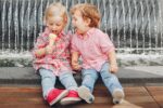 toddlers, ice cream, outside