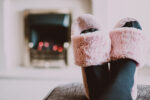 fire, feet with slippers
