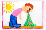drawing of child vomiting, gastro in kids