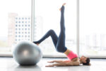 woman exercising with yoga ball. pelvic floor exrcises