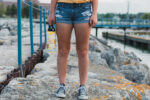 woman wearing shorts, thigh chafe