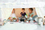 kids playing in a fort