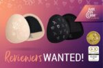 Graphic showing Just'nCase reusable nursing pads in black and beige
