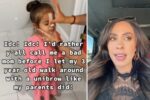 mum waxing her toddler's unibrow