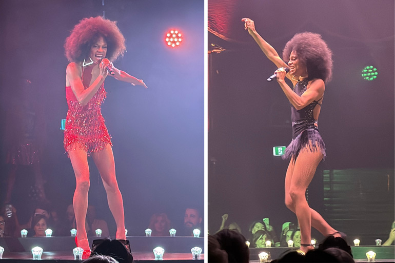 Gigi from Barcelona singing in La Ronde 