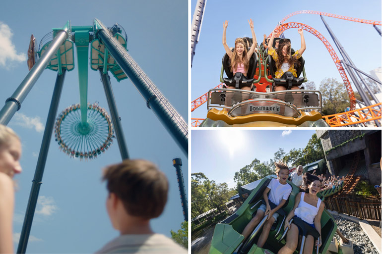Dreamworld's Thrill Rides - King Claw, Steel Taipan's Jungle Rush