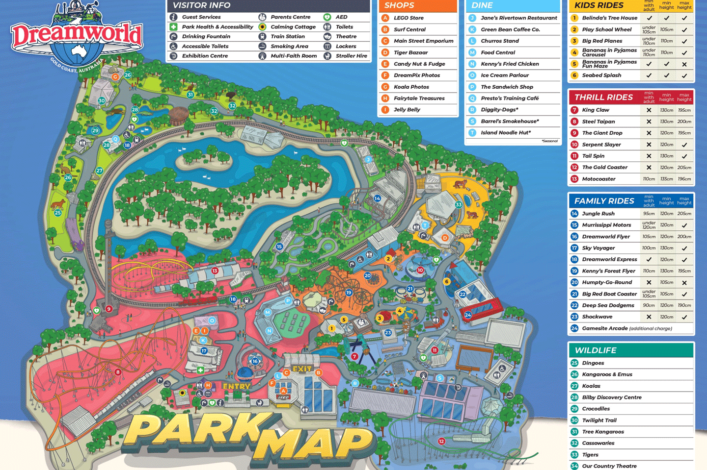 Dreamworld Park Map