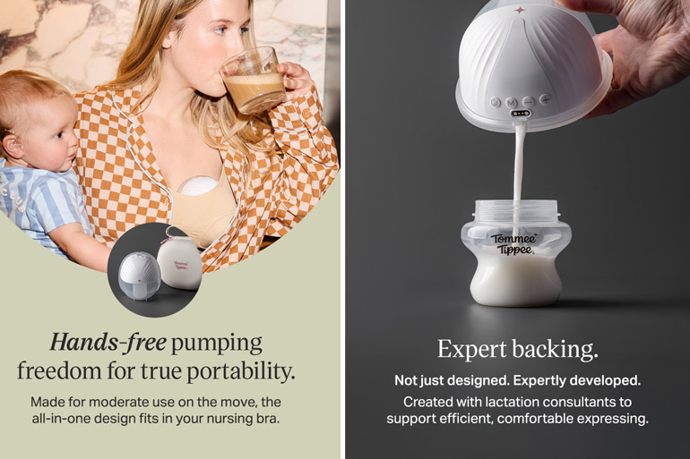 Hands free pumping from a wearable breast pump