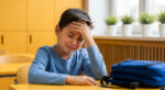 Young boy crying at school = school refusal