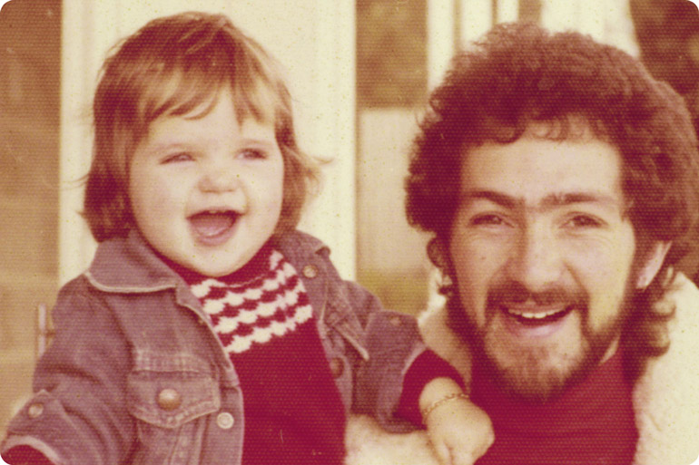 Bianca Dye and father Issi Dye as a young girl