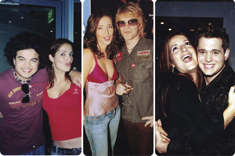 Bianca Dye with celebs she's interviewed