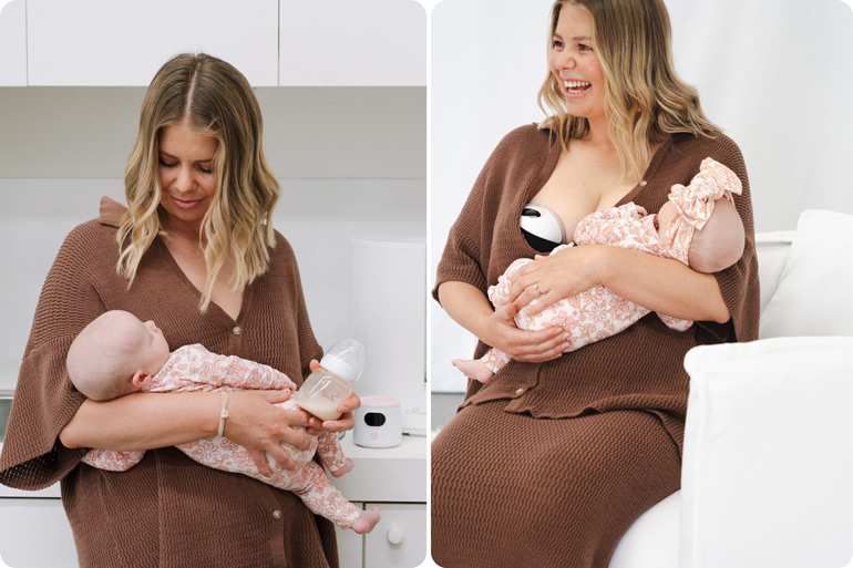 We Asked Mums to Vote for the Best Breast Pump in Australia. They Chose the Mumilk Ella. Again. 5 Woman breastfeeding with the Ella Breast Pump
