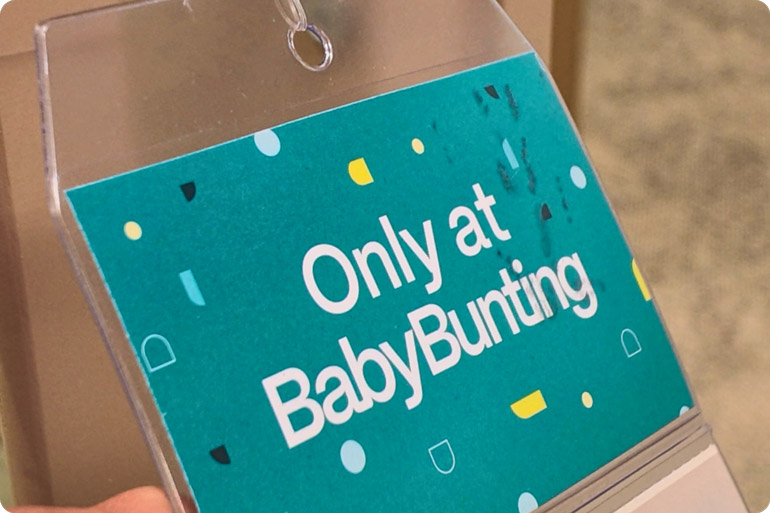 Only at Baby Bunting price tag