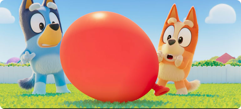 Bluey and Bingo playing Keepy Uppy in new 3D animated Bluey Movie trailer
