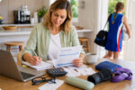woman reviewing her family health bills
