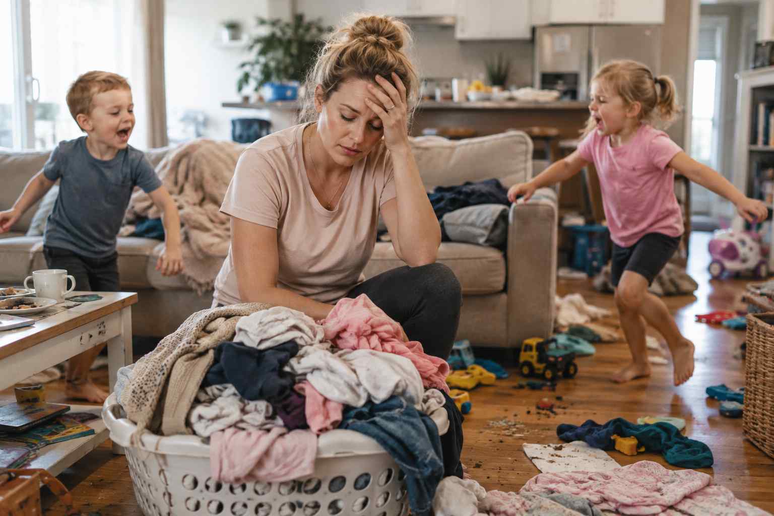I'm a Stay-at-Home Mum. Would You Judge Me for Hiring a Cleaner? 1 Stay-at-Home-Mum stressed at home