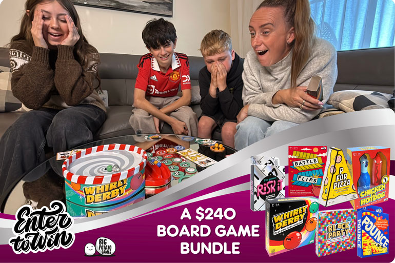 Meet Whirly Derby: 20 Minutes, 5 Marbles, 1 Winner: Why It's Our New Game Night Obsession 4 Win a Whirly Derby Big Potato Board Game Bundle
