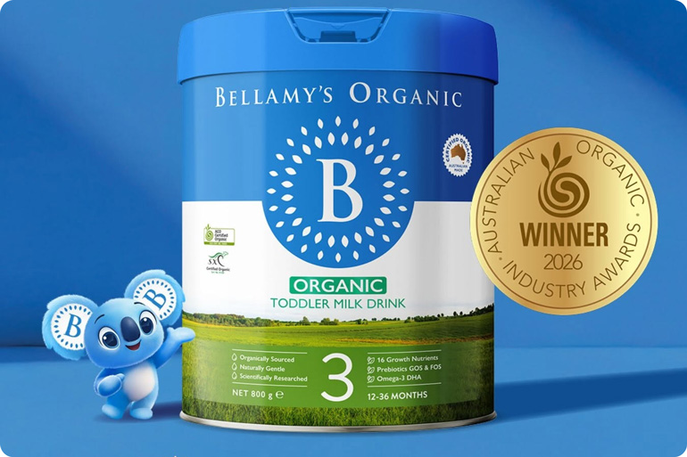Bellamy's Organic Toddler Milk Drink won gold at the Australian Organic Industry Awards