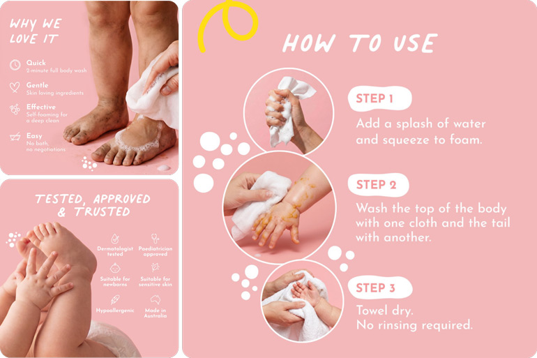 Need a Quick Wash? Busy Parents, Meet Top N Tail Self-Foaming Wash Cloths 4 How to use Top N Tail Wash Cloths