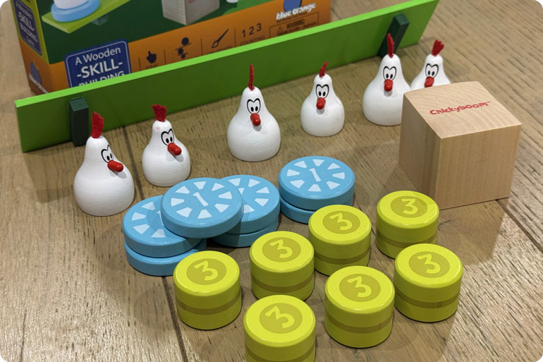 Screen-Free Fun That Sneaks in Learning. Win 1 of 6 Blue Orange Games Bundles for Little Kids 9 Chickyboom game pieces