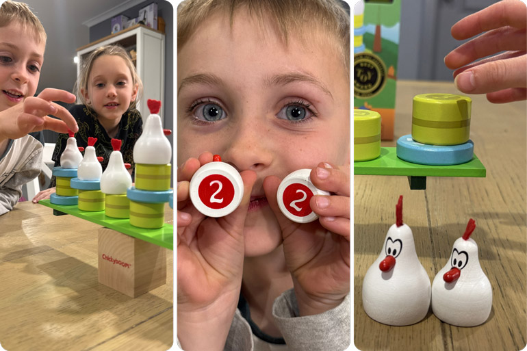 Screen-Free Fun That Sneaks in Learning. Win 1 of 6 Blue Orange Games Bundles for Little Kids 10 Chickyboom game snaps