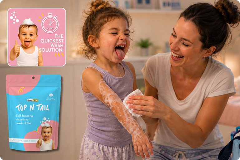 Need a Quick Wash? Busy Parents, Meet Top N Tail Self-Foaming Wash Cloths Top N Tail Self Foaming Wash Cloths