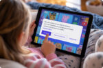 young child on ipad with cookie banner hider concept